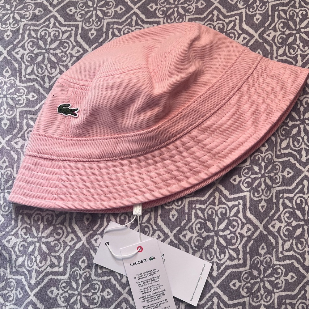 Lacoste pink bucket hat